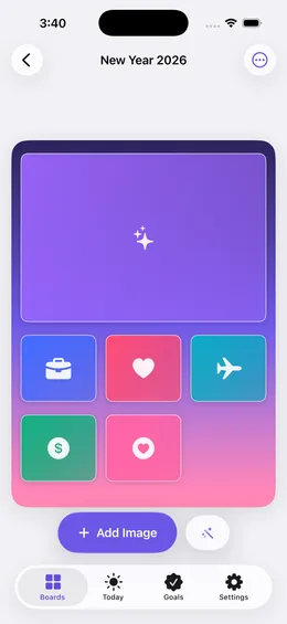 Building a vision board collage in the Wishframe editor
