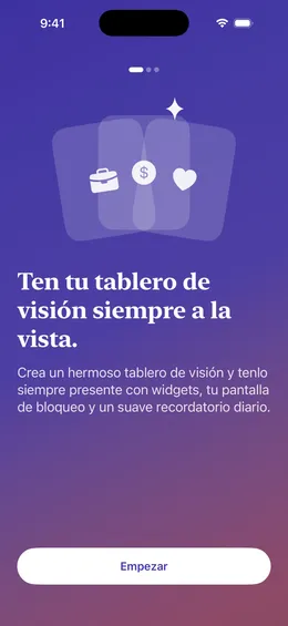 La pantalla de bienvenida de Wishframe