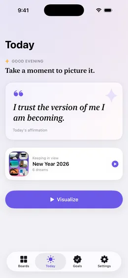 Today's affirmation in Wishframe