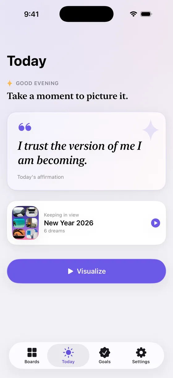 Today's affirmation in Wishframe
